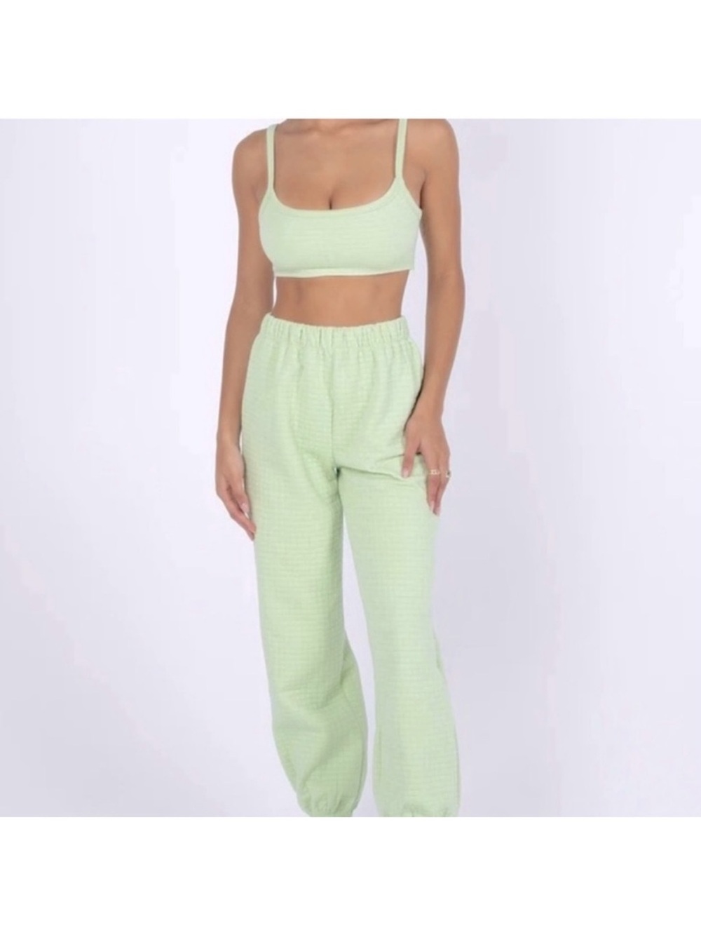 Princess Polly Arabella Crop Cami & Sweatpants Suit - Sage Green